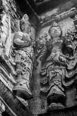 Fototapeta na wymiar Black and white Photography : Historical attractions and historic sites in Thailand / “Wat ched yod” Historic sites in Chiang Mai ,Thailand's major northern provinces