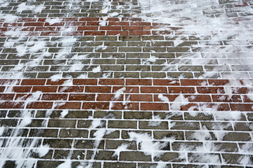 Paving slabs with snow in winter 