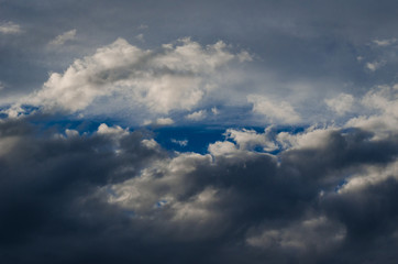 Dramatic sunset sky with colorful clouds after thunderstorm
