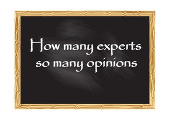 How many Experts so many opinions blackboard record Vector illustration