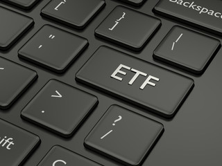 3d render of computer keyboard with ETF button