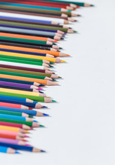 Set of colorful pencils on white background. Back to school concept. Copy space for text