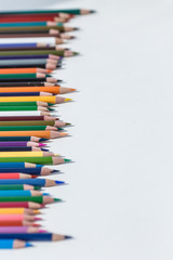 Set of colorful pencils on white background. Back to school concept. Copy space for text