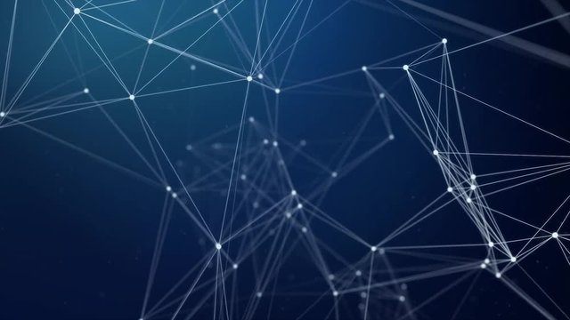 94. Blue Abstract Moving digital medical science plexus chain with glowing impulses research. For visuals, biology, biotechnology, chemistry, science, Medicine, cosmetics. Seamless Loop Animation