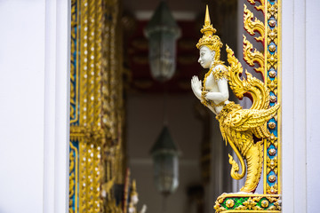 Traditional Thai Style Deity Statue known as Kinnaree, a bird with a human head.