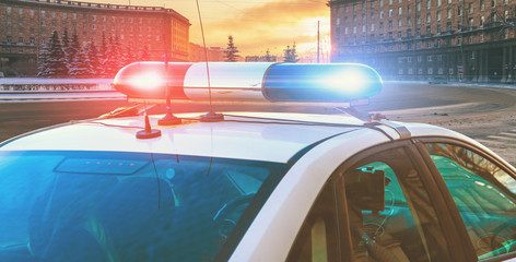 police car on the street close up © fedorovekb