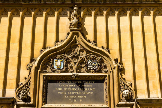 Decoration detail of Tower at the Five Orders housing the Bodleian Library in Oxford