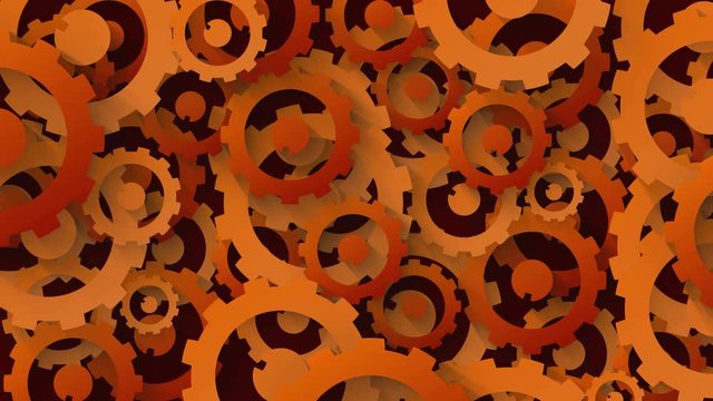 orange gears abstract technology concept loop animation