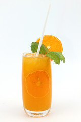 Fresh orange juice cool drink and mint.