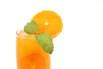 Fresh orange juice cool drink and mint.