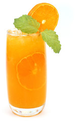 Fresh orange juice cool drink and mint.