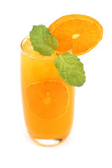 Fresh orange juice cool drink and mint.