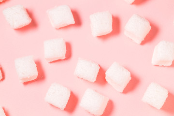 White Marshmallow on the pink background