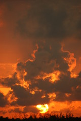 clouds at sunset. Playa Larga Cuba. bay of pigs. sunset on the caribbean sea