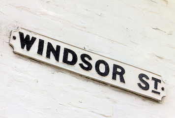 Windsor street name sign in Stratford-upon-Avon, UK