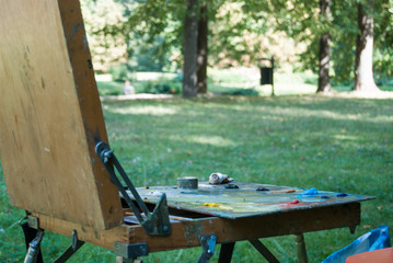 Accessories of the painter in nature.