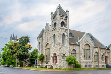 Fototapeta na wymiar First Baptist church in the streets of Kingston - Canada