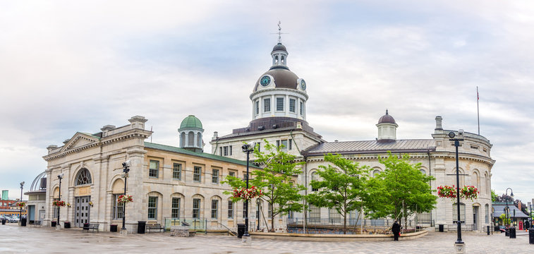 Panoramic view at the building of City hall with market in Kingston - Canada