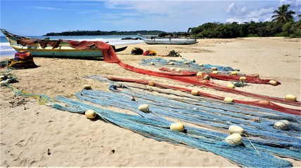 colorful fishing net on the beach