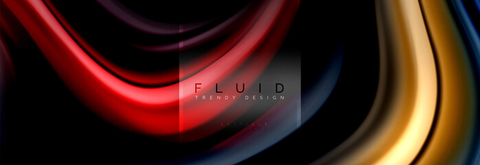 Fluid colors abstract background colorful poster, twisted liquid design on black, colorful marble or plastic wave texture backdrop, multicolored template for business or technology presentation or web