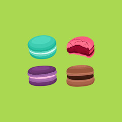 Set of Macaron French Macaroon Sweet and Dessert Vector