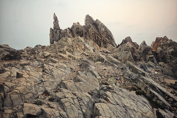 rock crag sky background nature