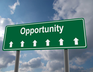 3d road sign concept. opportunity