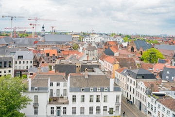 Fototapeta na wymiar Aerial view of the beautiful Ghent cityscape