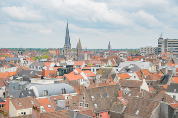 Aerial view of the beautiful Ghent cityscape