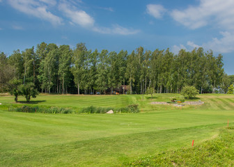 Fototapeta na wymiar Golf courses in Sigulda, Latvia. Landscape with golf courses.