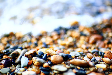 Pebble texture on the river bank