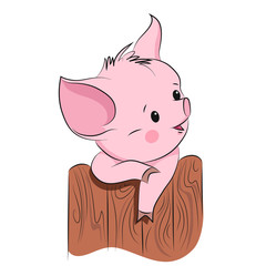 Cute little pig. Cartoon vector character