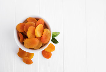 Dried apricots on a table