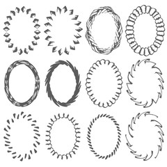 Set of grunge oval frames