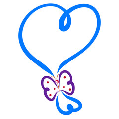 Blue balloon of hearts with butterfly instead of bow