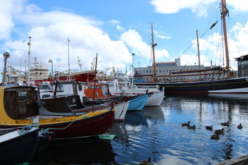 Fototapeta na wymiar Boats in torshavn, faroe islands