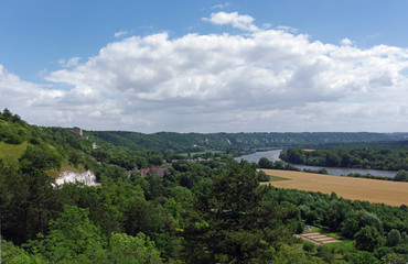 Fototapeta premium Hills of the seine river in the Vexin Français Regional Nature Park