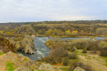 Fototapeta na wymiar River Southern Bug in Ukraine on autumn