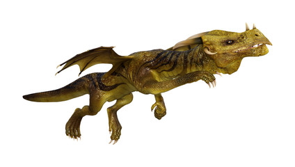 3D Rendering Fantasy Dragon on White