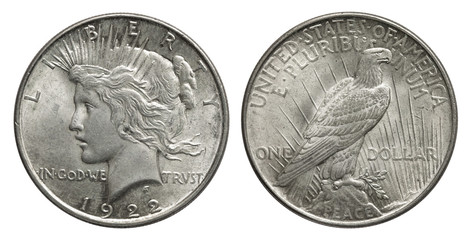 USA 1 Dollar Peacedollar 1922 Silber