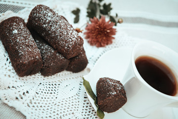 coffee with cake on the table
