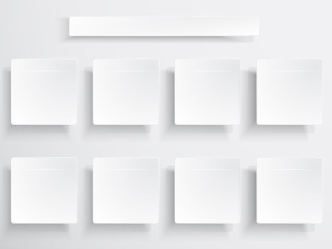 Set of white boxes for design manipulation.
