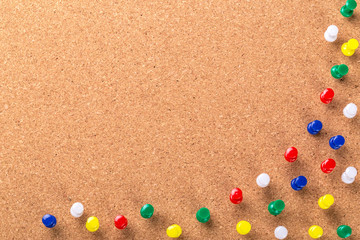 Pin board texture for background and colorful pins