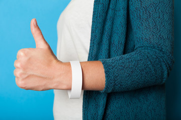 Concert wristband mockup, white hospital bracelet design. Arm adhesive, carpus paper
