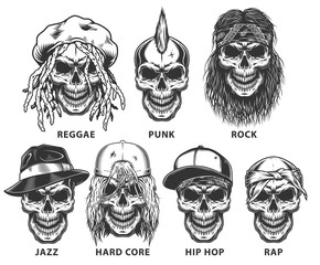 Set of subculture skulls