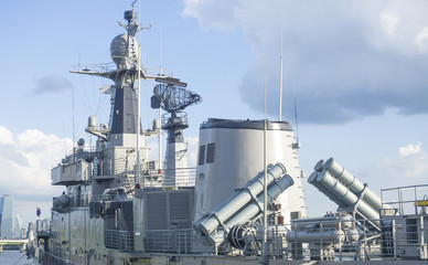 battleship and sky background