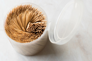 Wooden Toothpicks in Plastic cup