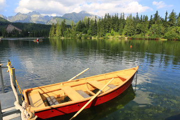 Fototapeta na wymiar Nice boat on mountain lake