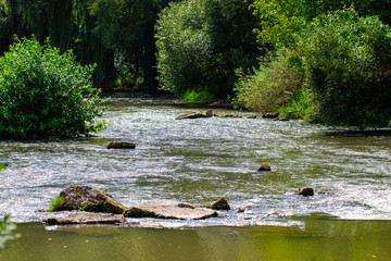 beautiful river with stones in summer on a Sunny day