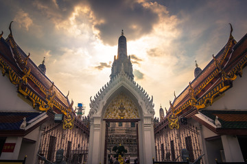 Bangkok - October 14, 2014: Main spire of Wat Arun, the Temple of Dawn, in Bangkok, Thailand